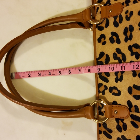 Barr + Barr Animal Print Tan & Brown Leather Tote Bag Shoulder Bag - Picture 13 of 17